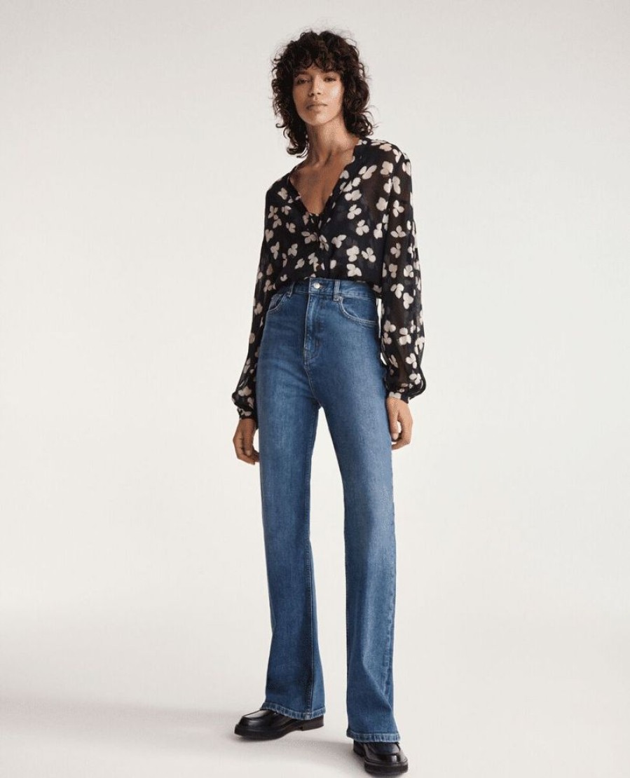 Femme the kooples Pantalons | 5Pockets Bootcut Denim Bleu