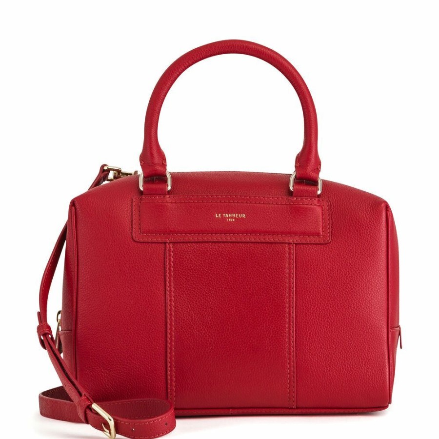 Femme le tanneur Sacs | Petit Sac Bowling Judith En Cuir Graine Rouge