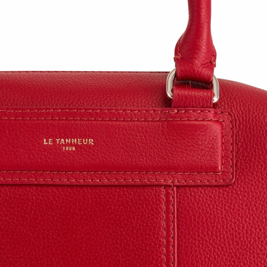 Femme le tanneur Sacs | Petit Sac Bowling Judith En Cuir Graine Rouge