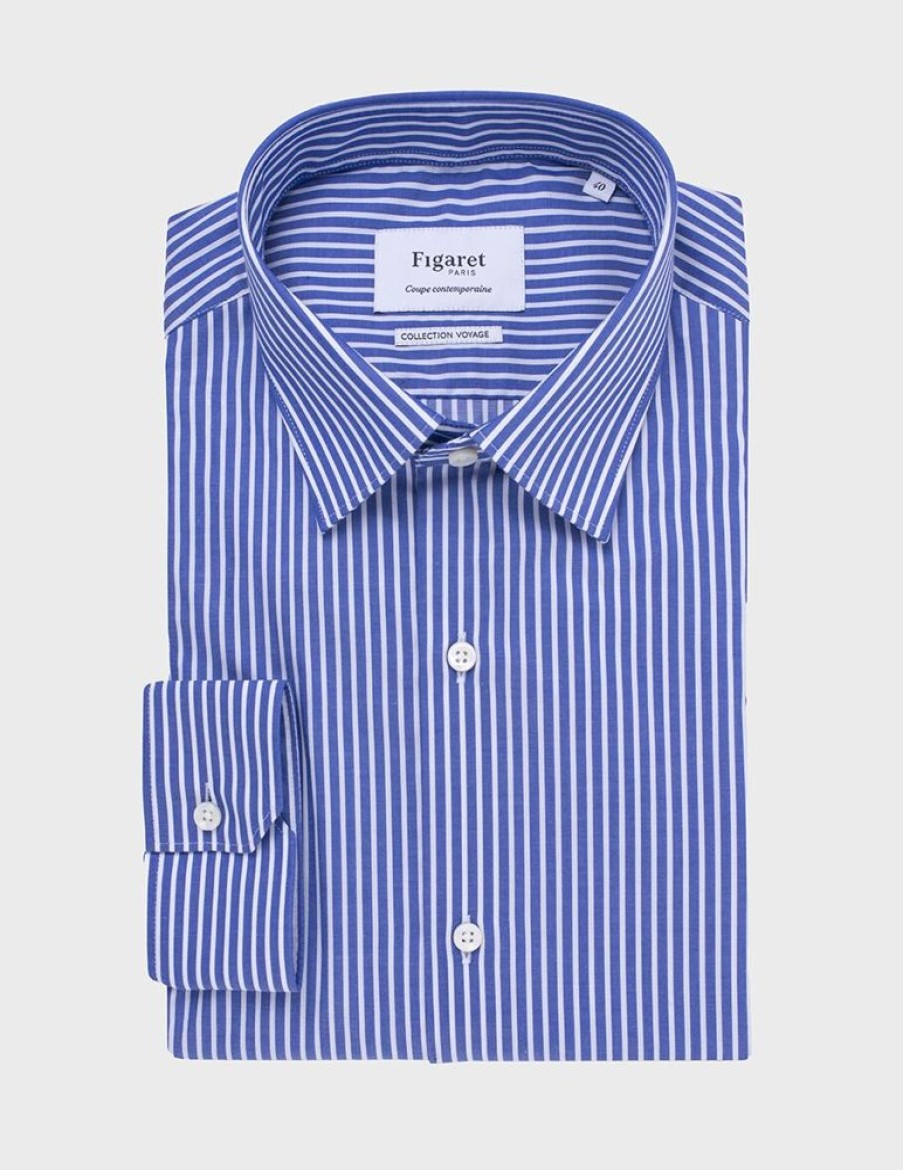 Homme figaret Chemises | Chemise Contemporaine Rayee E Bleu