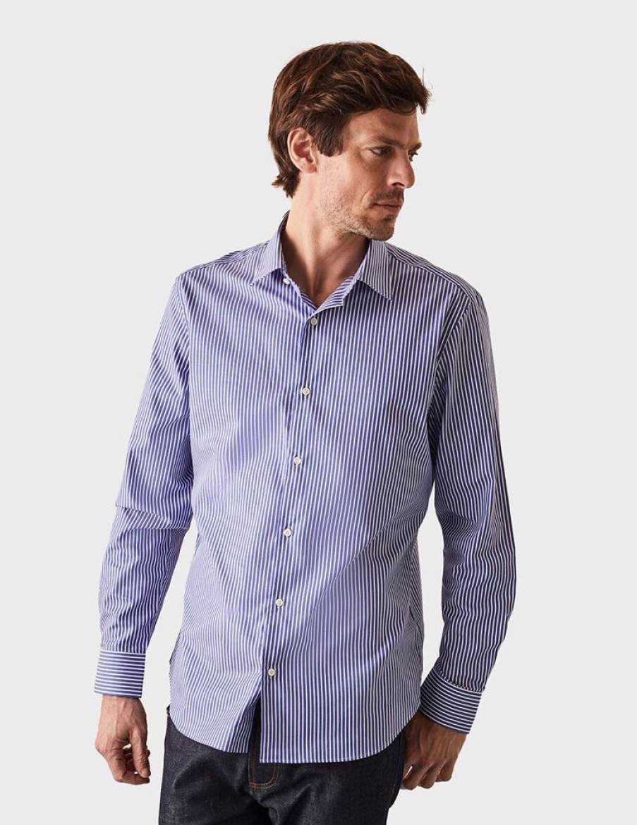 Homme figaret Chemises | Chemise Contemporaine Rayee E Bleu