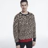 Homme the kooples Pulls & Gilets | Pull Col Rond Jacquard Leopard Et Rib Contraste