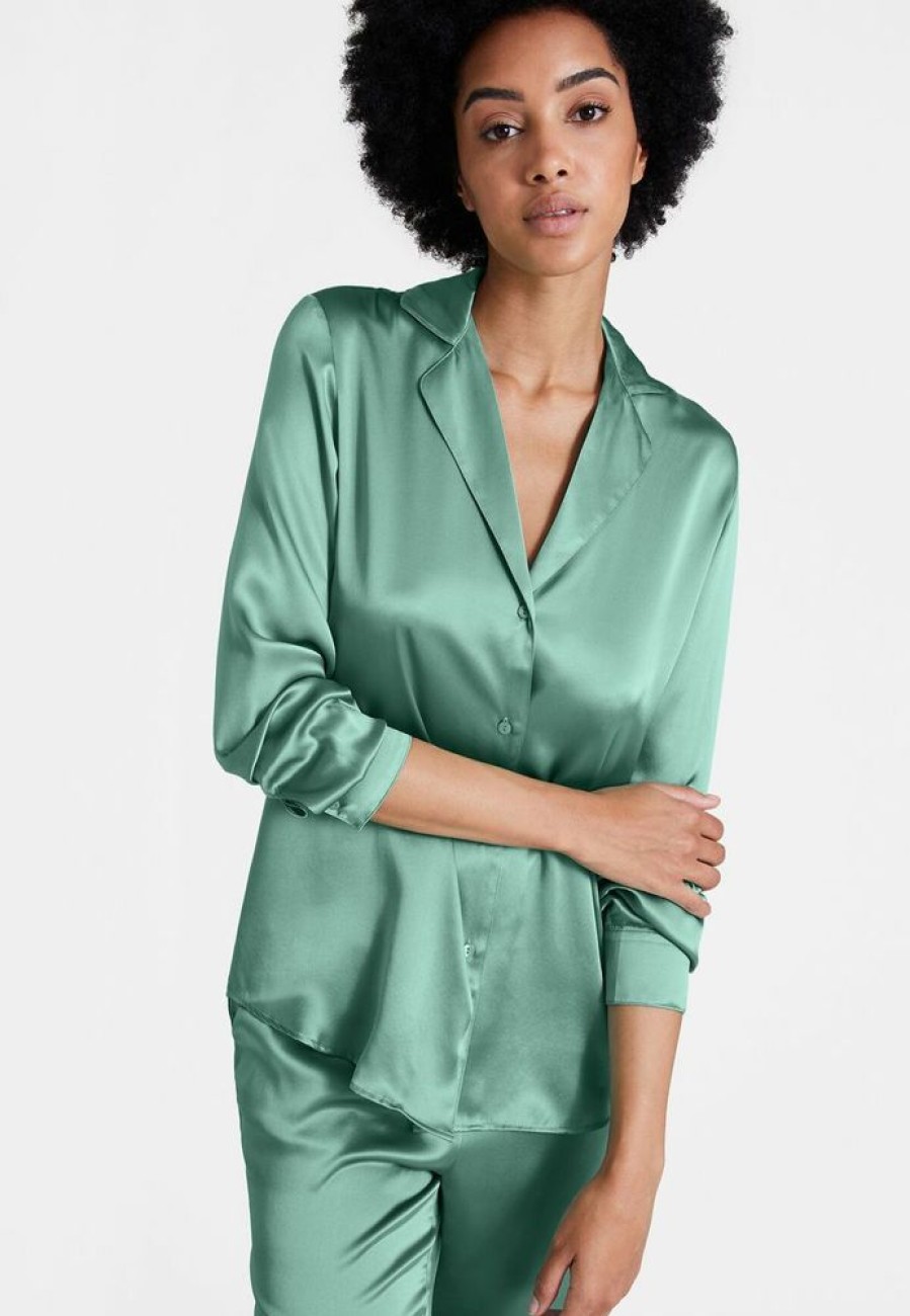 Femme aubade Chemises & Blouses | Chemisier En Soie Toi Mon Amour Vert