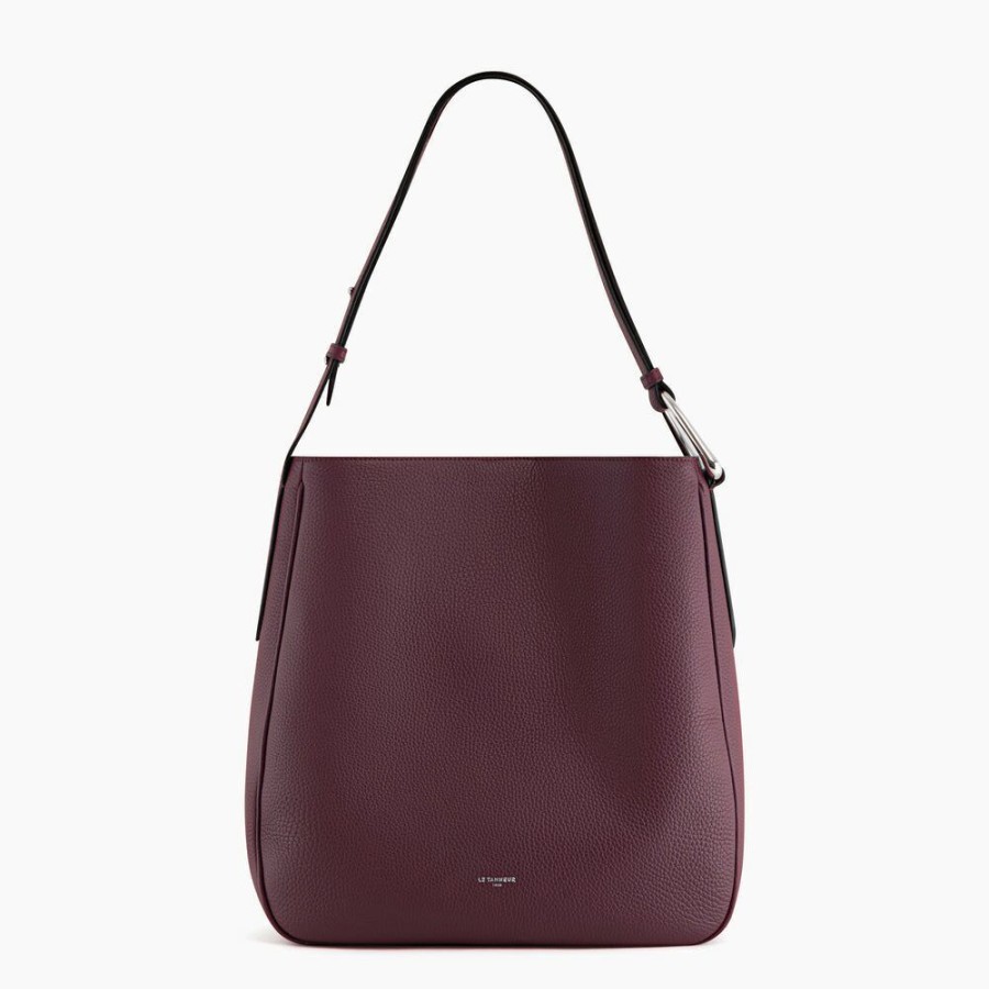 Femme le tanneur Sacs | Grand Sac Hobo Madeleine En Cuir Graine Violet