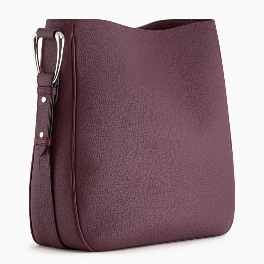 Femme le tanneur Sacs | Grand Sac Hobo Madeleine En Cuir Graine Violet