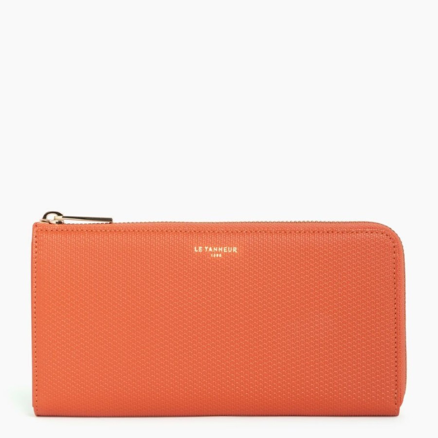 Femme le tanneur Portefeuilles | Compagnon Zippe Emilie En Cuir Monogramme Orange