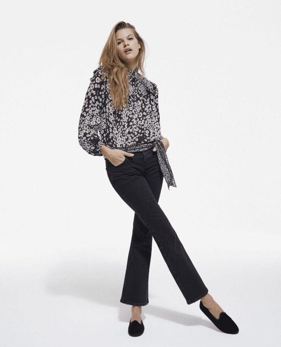 Femme the kooples Chemises & Blouses | Top Fleuri Noir