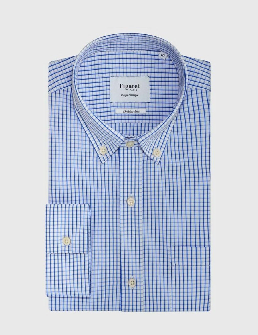 Homme figaret Chemises | Chemise Classique A Carreaux S Bleu