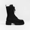 Femme maje Bottines & Boots | Boots Esprit Militaire En Cuir Noir