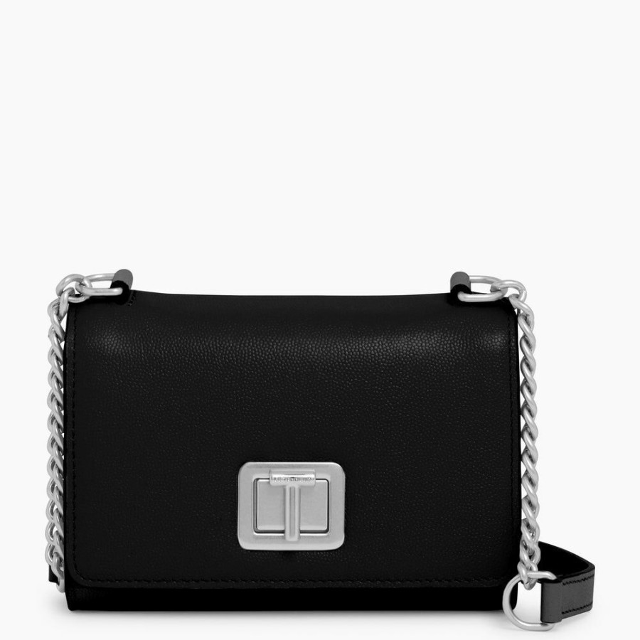 Homme le tanneur Pochettes | Mini Sac Bandouliere Eva En Cuir Grain Caviar Noir