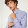 Homme figaret Chemises | Chemise Contemporaine En Popeline Rayee E Bleu