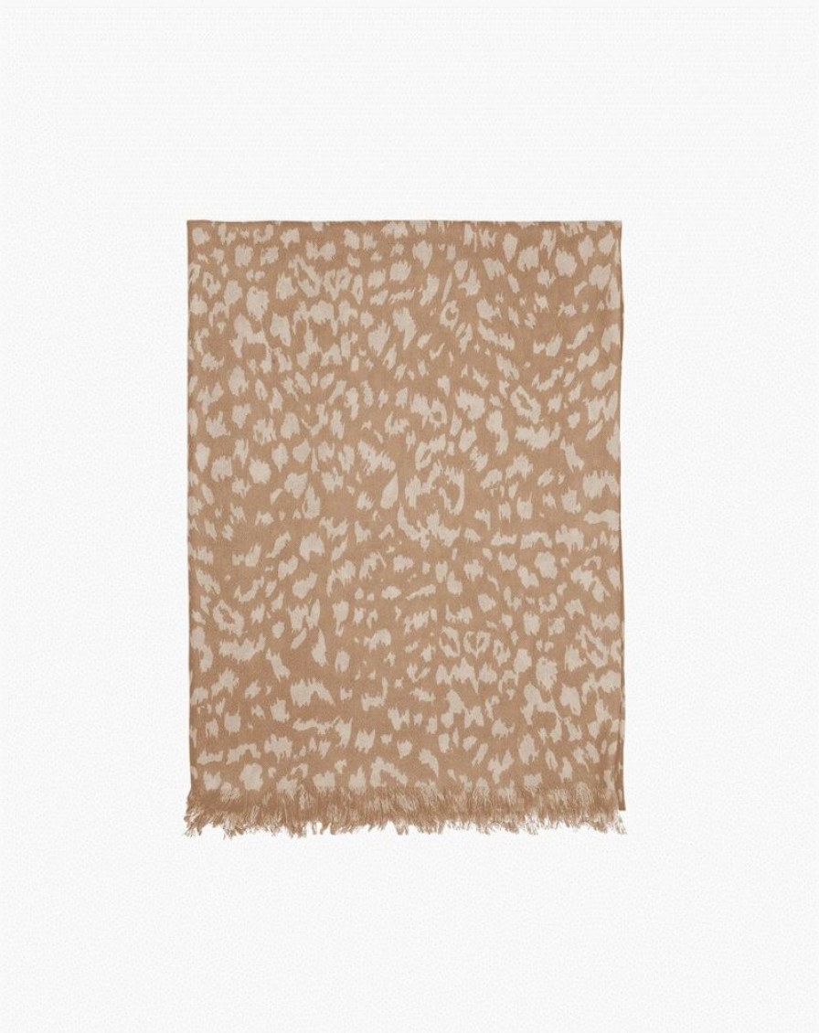 Femme eric bompard Echarpes & Foulards | Etole Imprime Felin 180 Cm X 85 Cm - Accessoires - Camel Marron