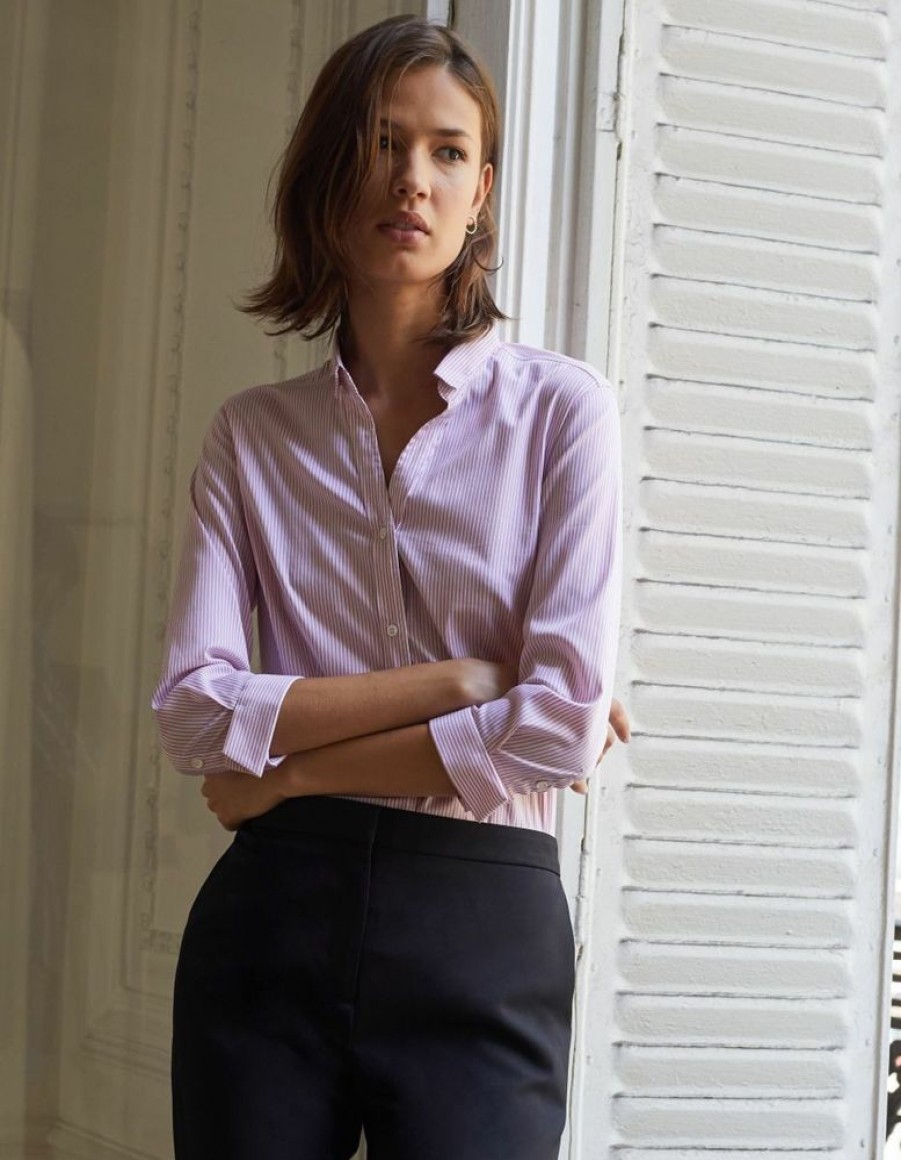 Femme figaret Chemises & Blouses | Chemise Theo En Twill A Rayures S Rose