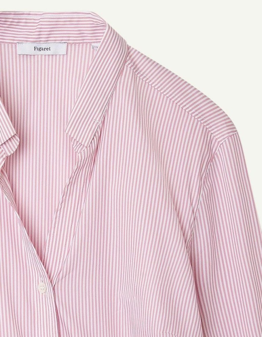 Femme figaret Chemises & Blouses | Chemise Theo En Twill A Rayures S Rose