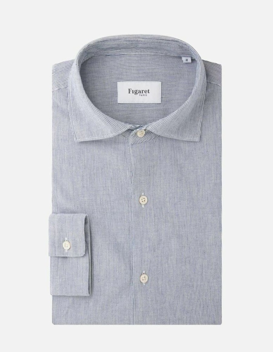 Homme figaret Chemises | Chemise Aristote Rayee E Bleu