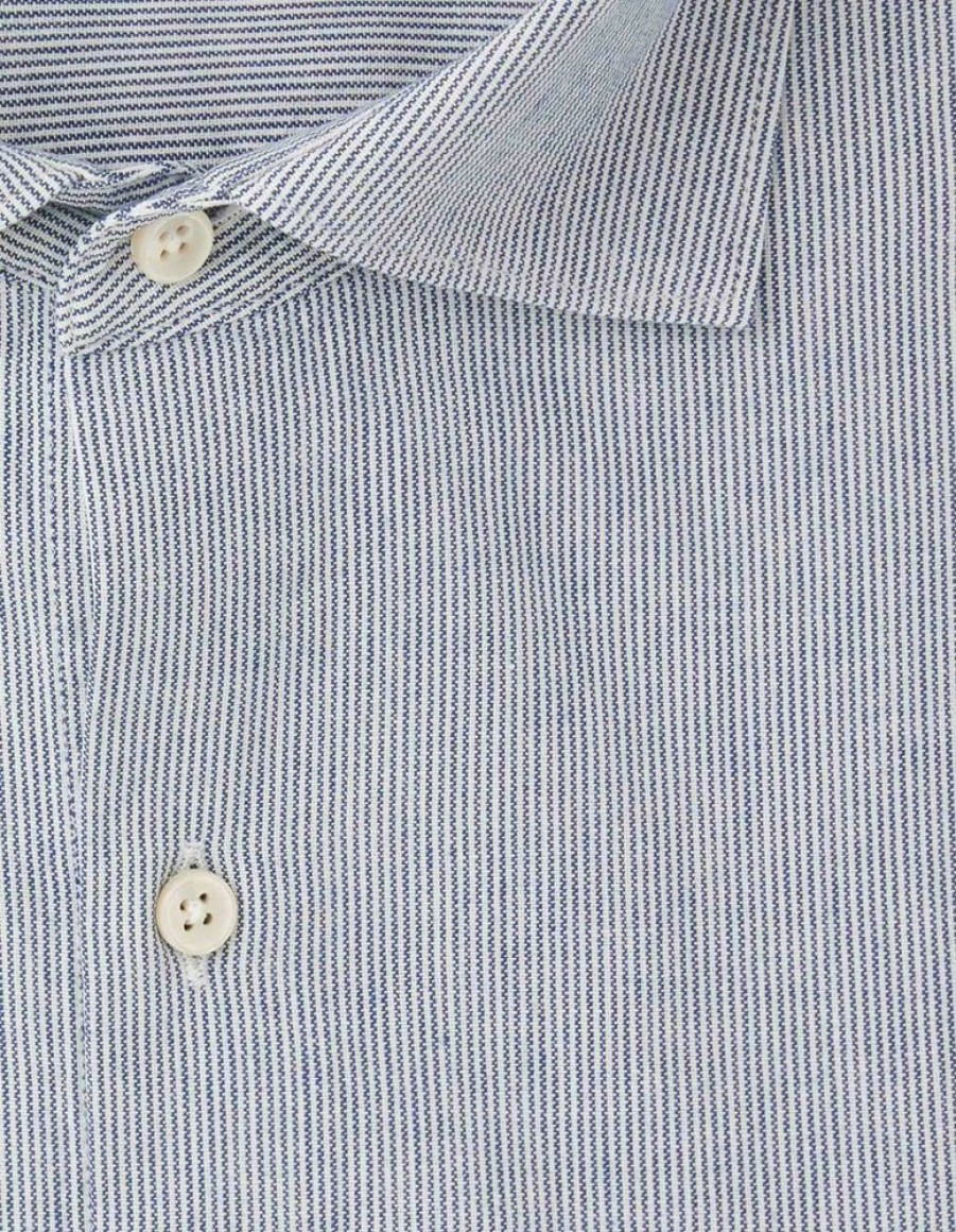 Homme figaret Chemises | Chemise Aristote Rayee E Bleu