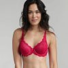 Femme dim Soutien-Gorges | Soutien-Gorge Emboitant Prune Flower Elegance Soutien-Gorge Rouge