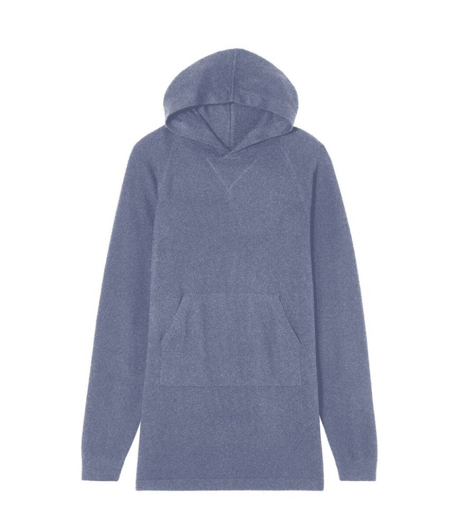 Femme eric bompard Robes & Jupes | Robe Sweat A Capuche Casual - Femme - Denim Bleu