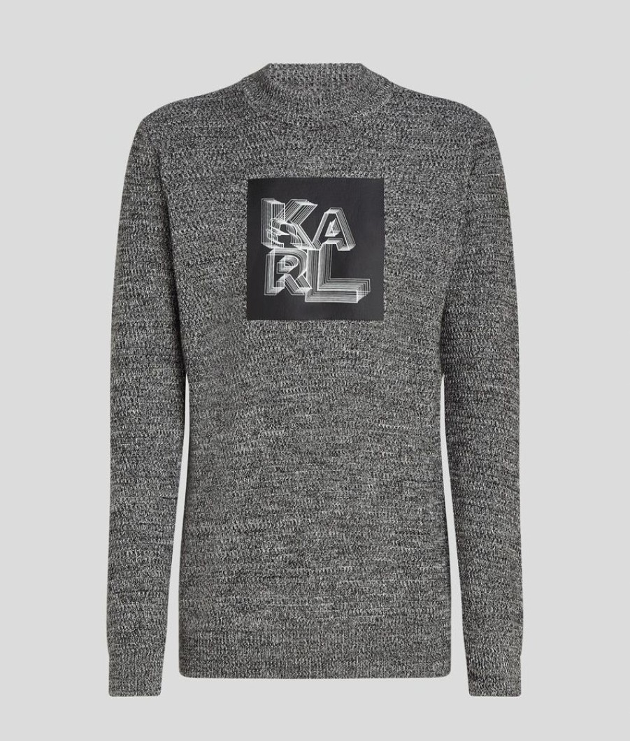 Homme karl lagerfeld Pulls & Gilets | Salt & Pepper Logo Mocknk Knit Gris