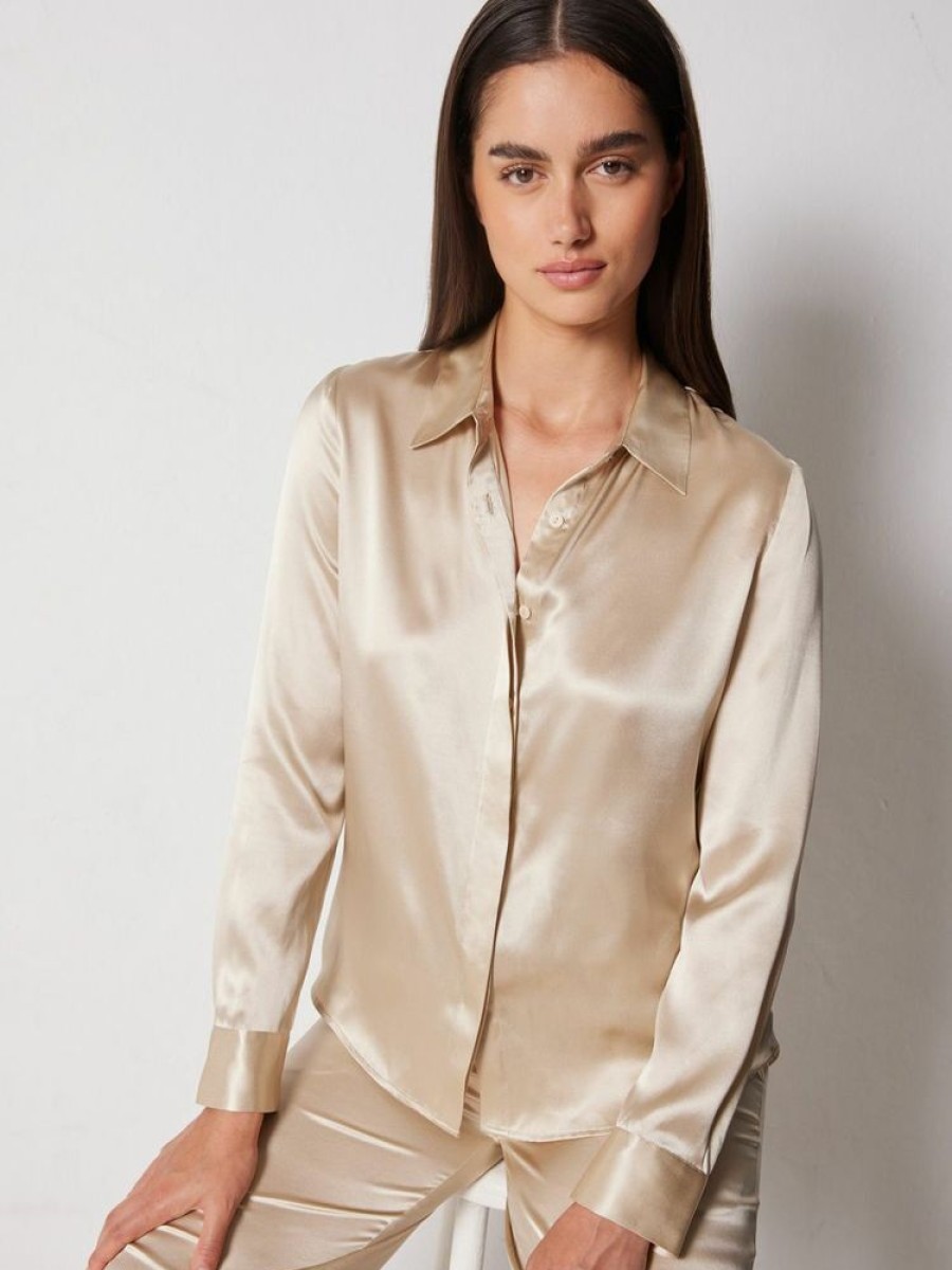 Femme notshy Chemises & Blouses | Chemise Soie Juny Beige