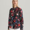 Femme gant outlet Chemises & Blouses | Wild Floral Print Cotton Silk Shirt Bleu