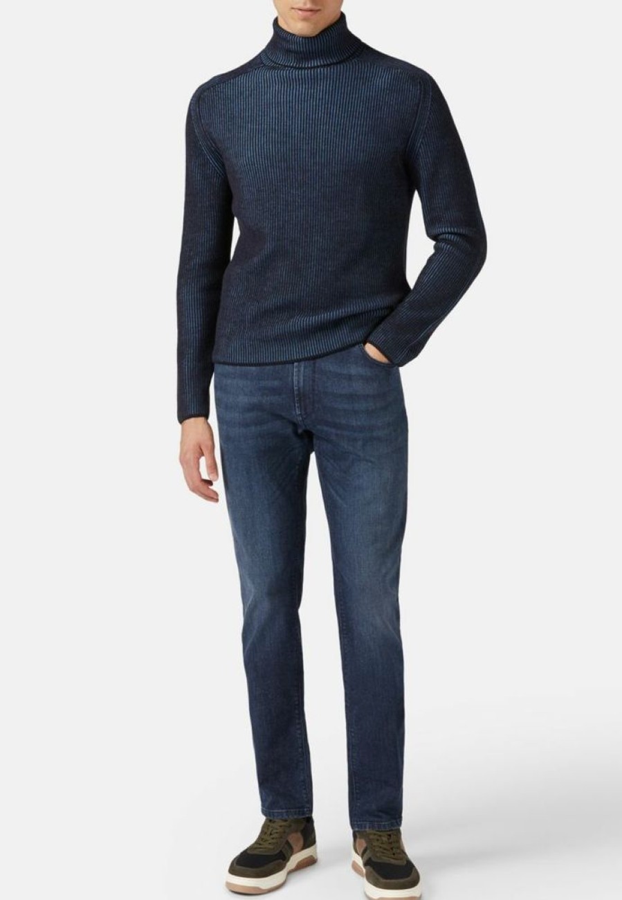 Homme boggi milano Pantalons | Jean En Denim Extensible Fonce Bleu