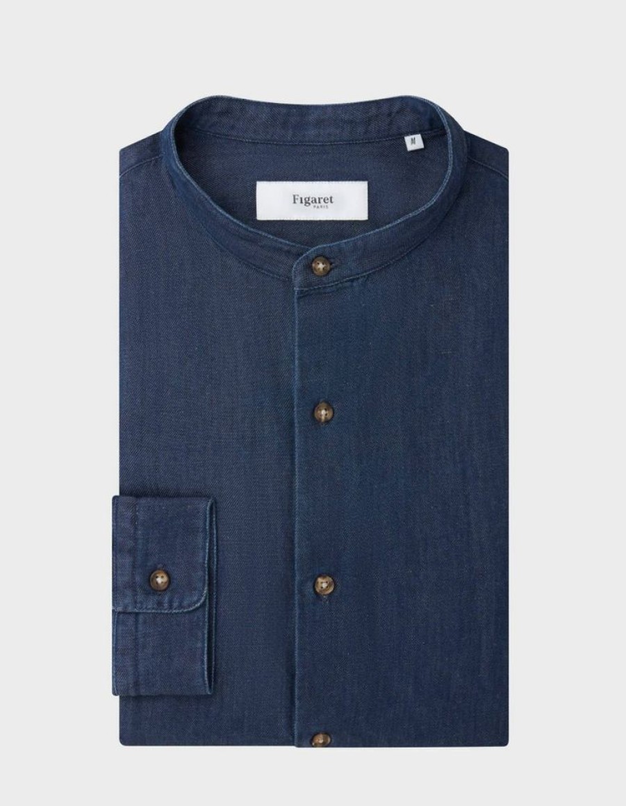 Homme figaret Chemises | Chemise Lucien En Denim Bleu