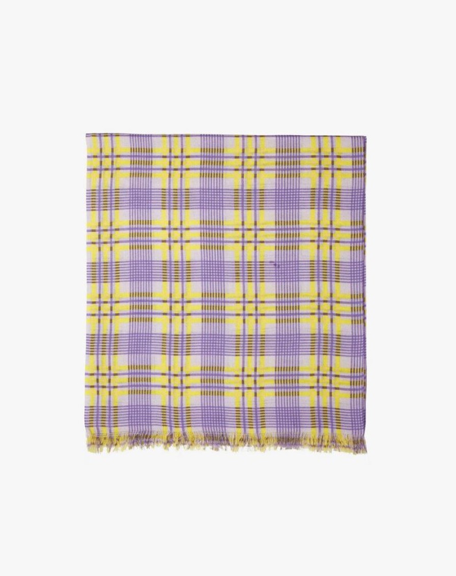 Femme eric bompard Echarpes & Foulards | Etole Imprime Tartan Ete 180Cm X 85Cm - Accessoires - Glycine Violet