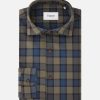 Homme figaret Chemises | Chemise Aristote A Carreaux Kaki Vert