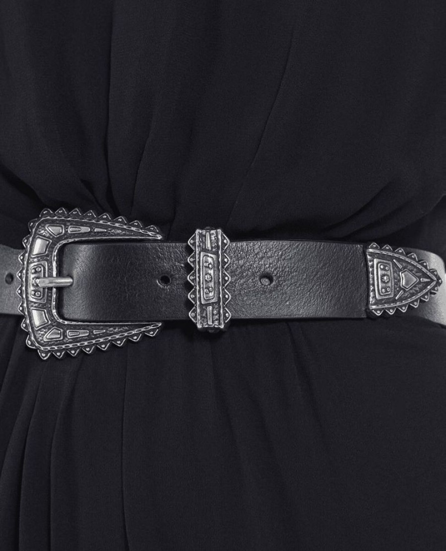 Femme the kooples Ceintures | Ceinture En Cuir Avec Set Metallique Western