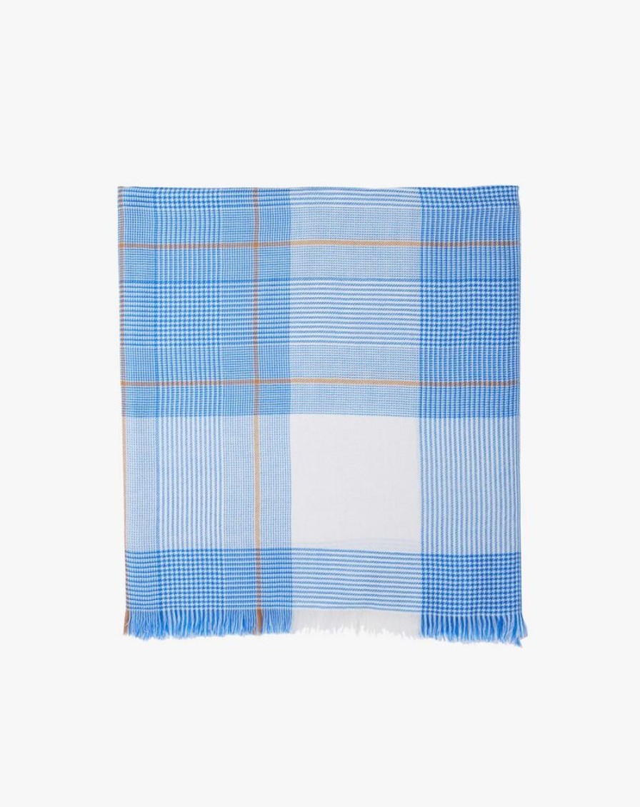 Femme eric bompard Echarpes & Foulards | Etole Tissee Tartan 180Cm X 85Cm - Accessoires De France Bleu