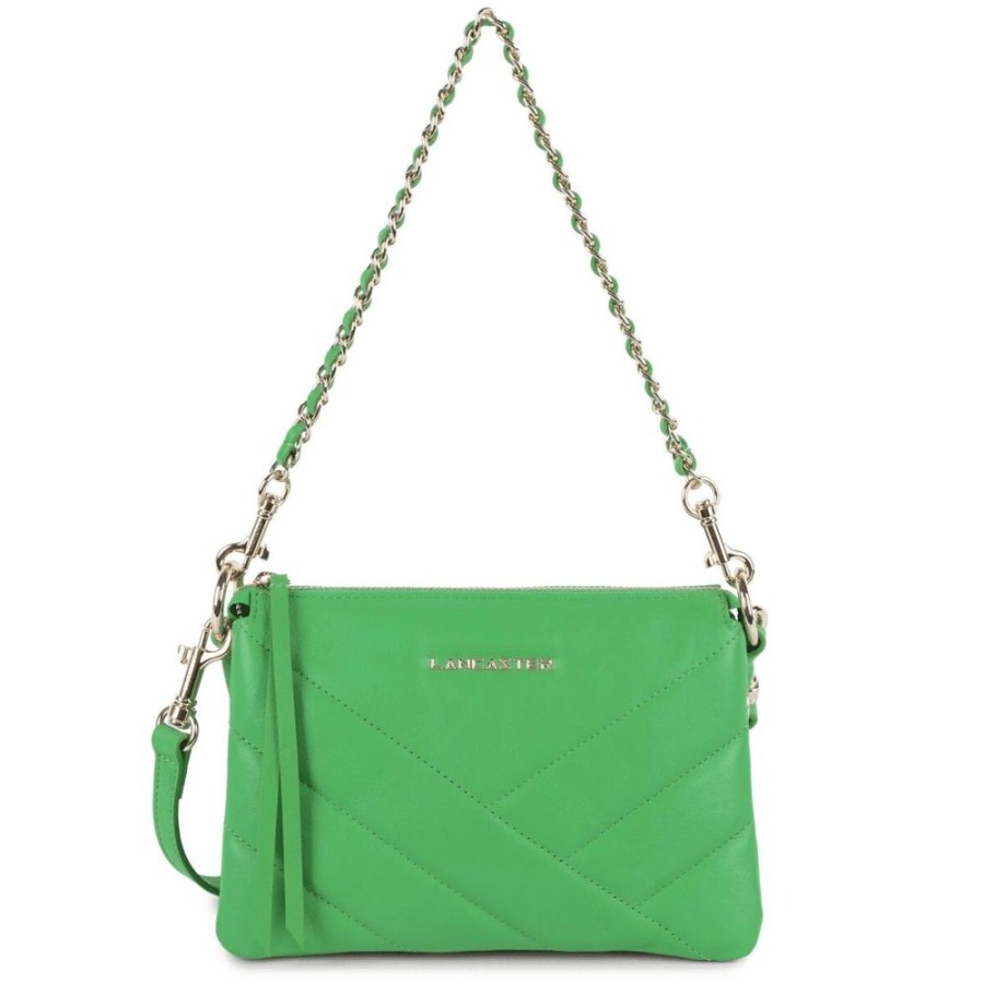 Femme lancaster Pochettes | Pochette Zippe S Soft Matelasse Vert