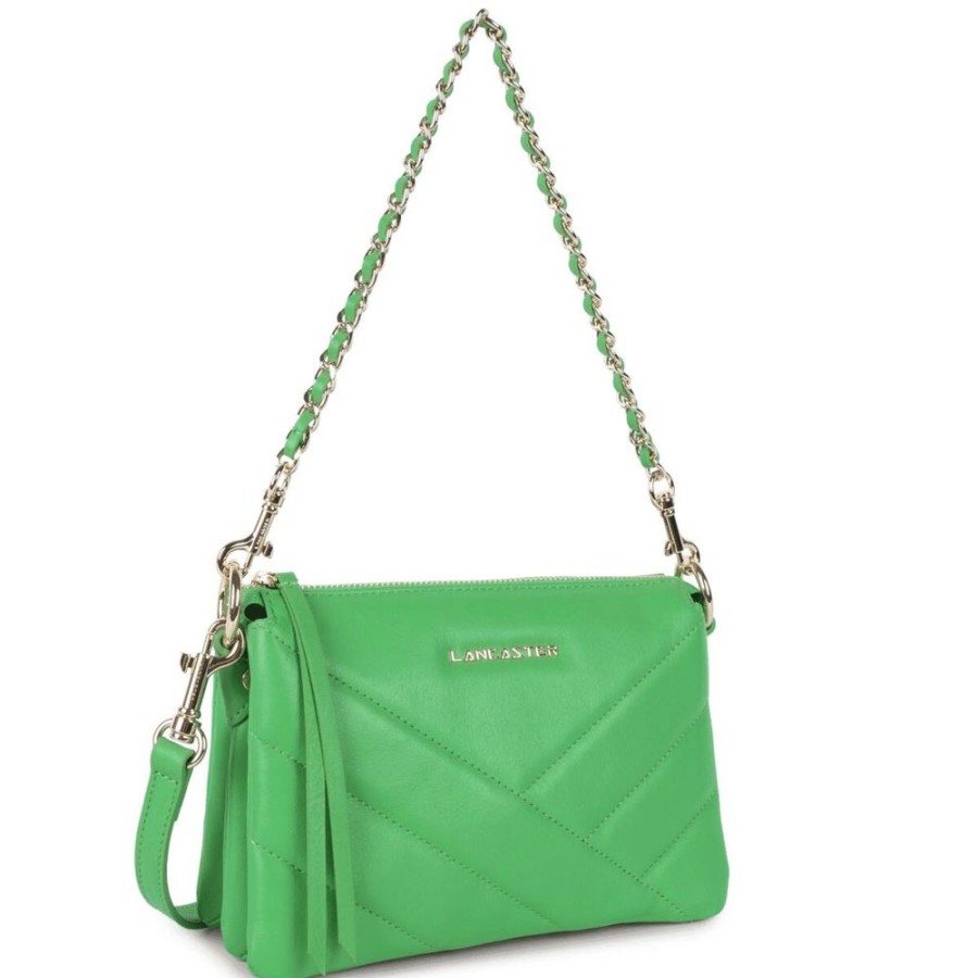 Femme lancaster Pochettes | Pochette Zippe S Soft Matelasse Vert