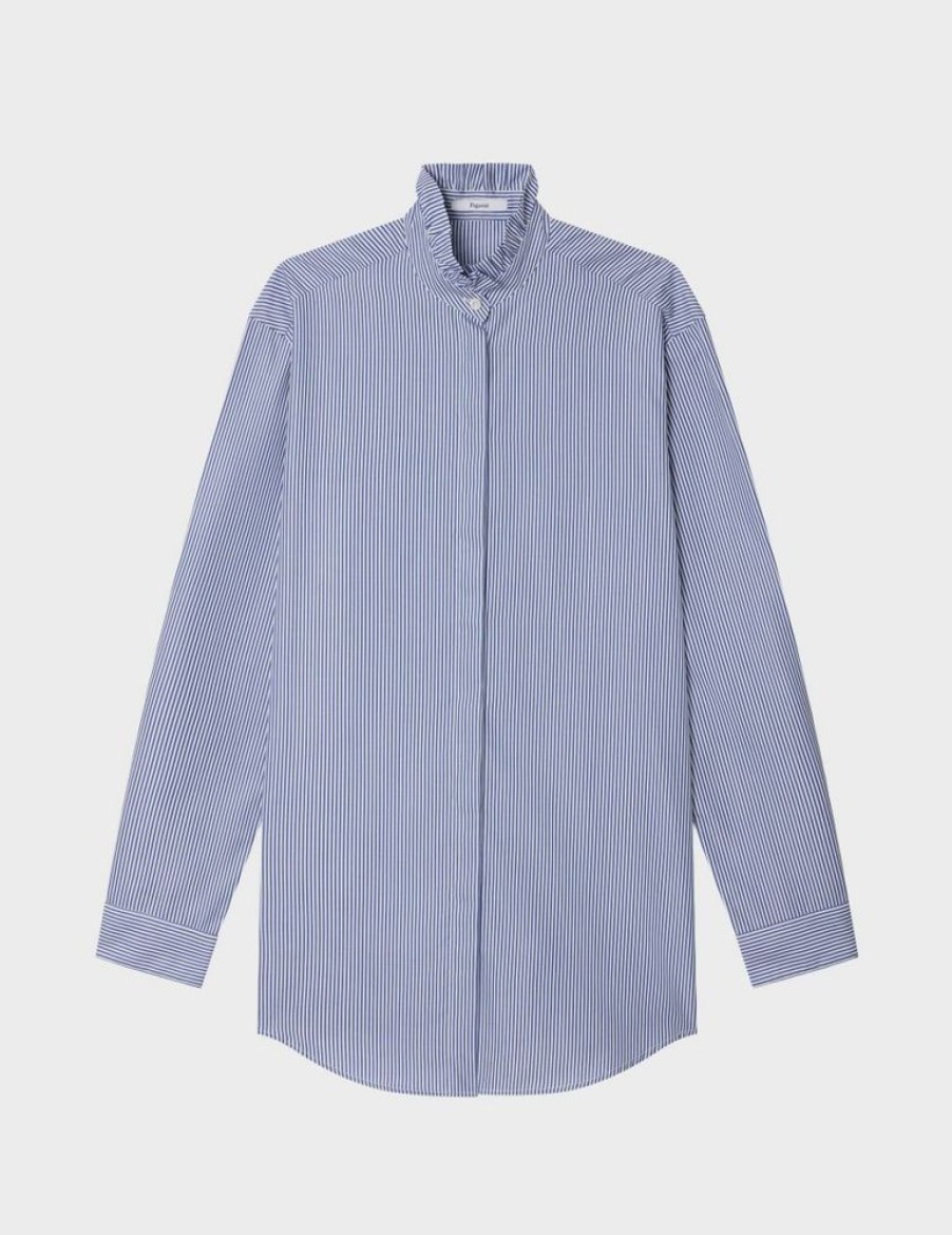 Femme figaret Chemises & Blouses | Chemise Oversize Delice Rayee E Bleu