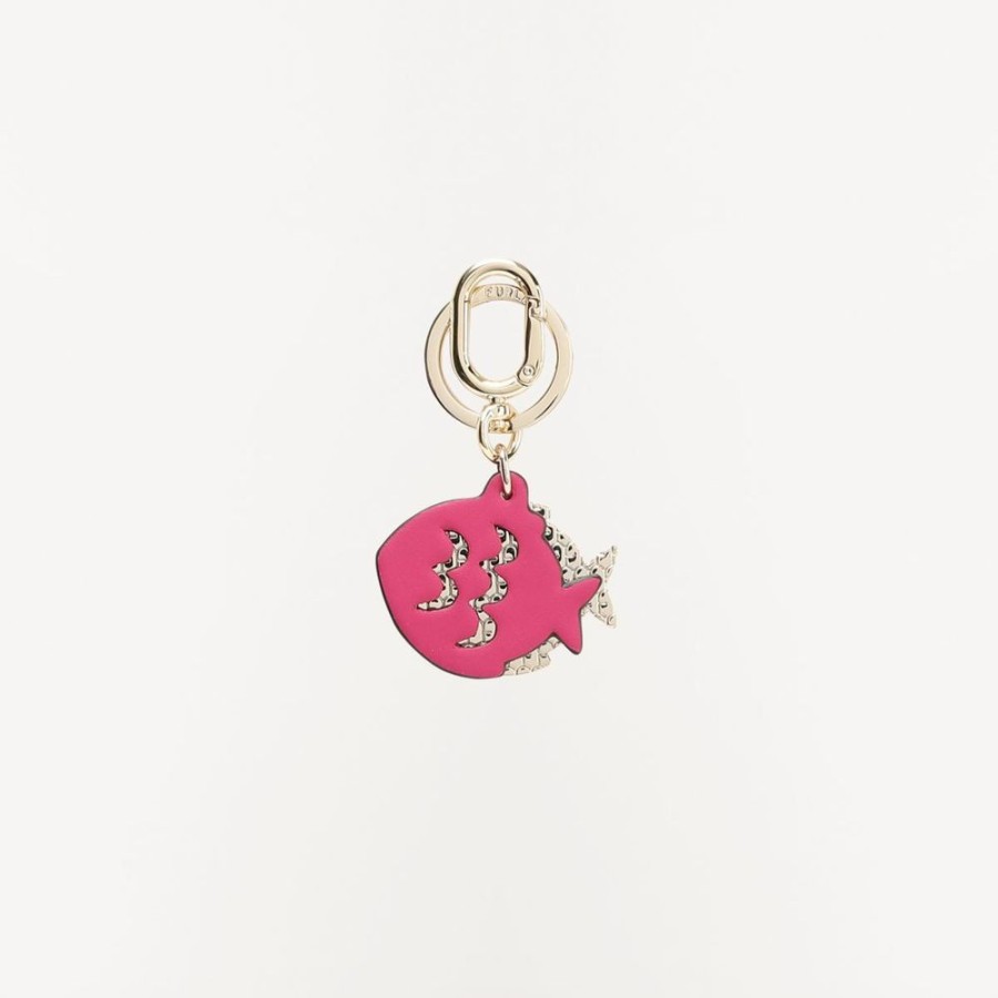 Femme furla Accessoires De Sacs | Furla Mercury Keyring Goldfish - Vitello King+Metallo Rose