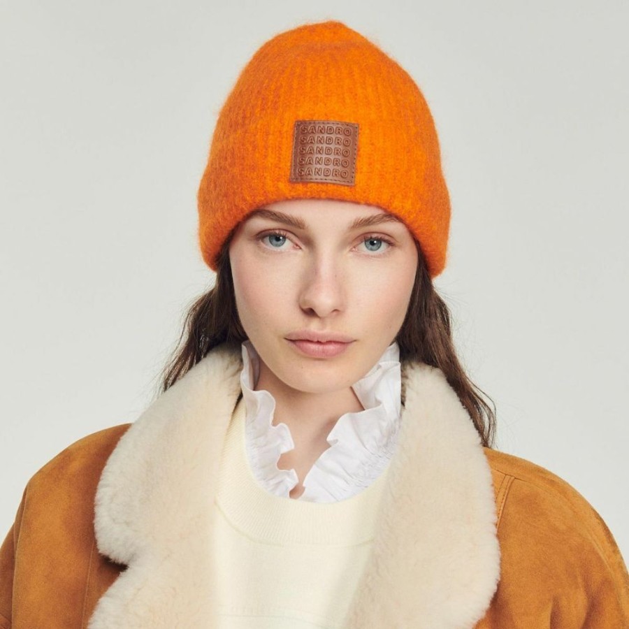 Femme sandro Casquettes, Chapeaux & Bonnets | Bonnet En Maille Orange