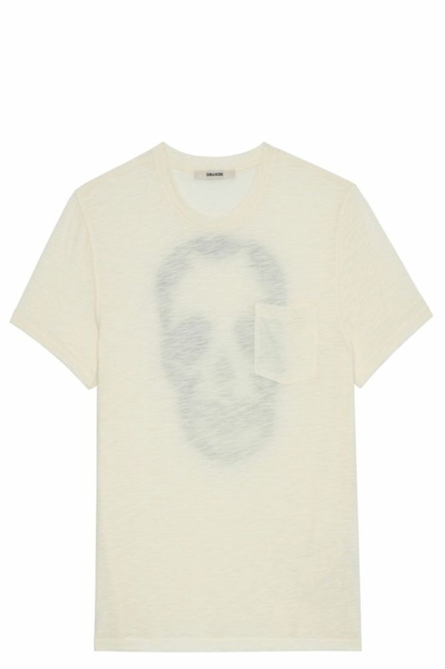 Homme zadig&voltaire T-Shirts | T-Shirt Stockholm Flamme Blanc