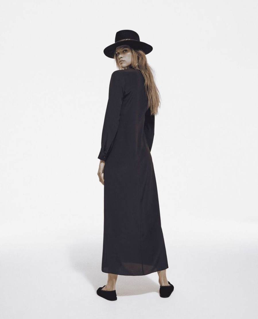 Femme the kooples Robes & Jupes | Robe En Soie Cdc Noir