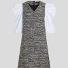 Femme karl lagerfeld Robes & Jupes | Boucle Poplin Sleeve Dress Gris