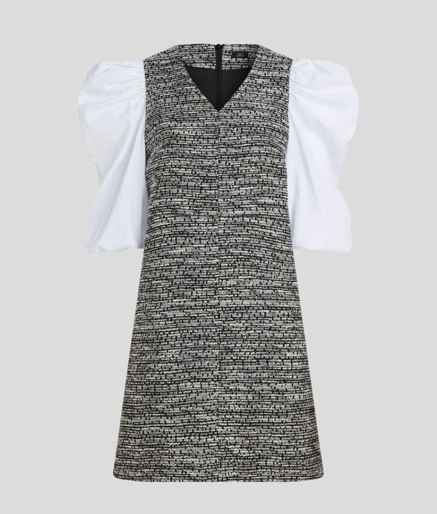 Femme karl lagerfeld Robes & Jupes | Boucle Poplin Sleeve Dress Gris