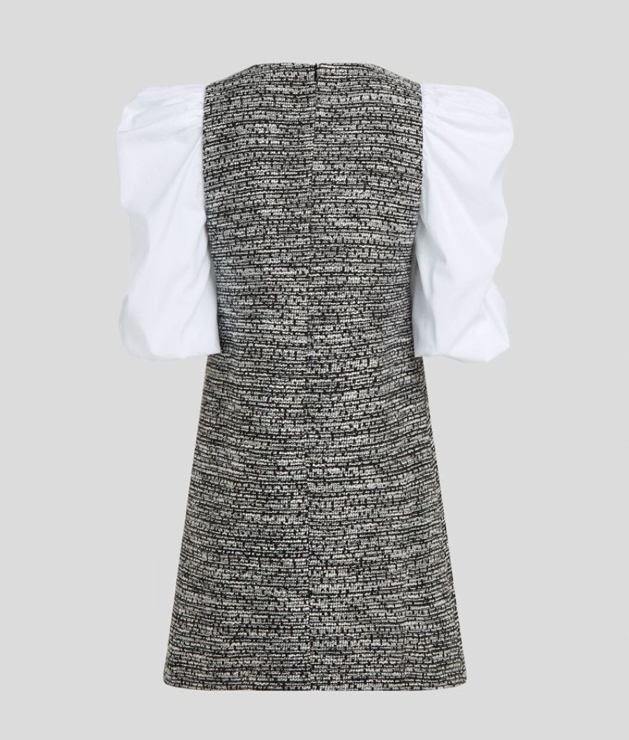 Femme karl lagerfeld Robes & Jupes | Boucle Poplin Sleeve Dress Gris