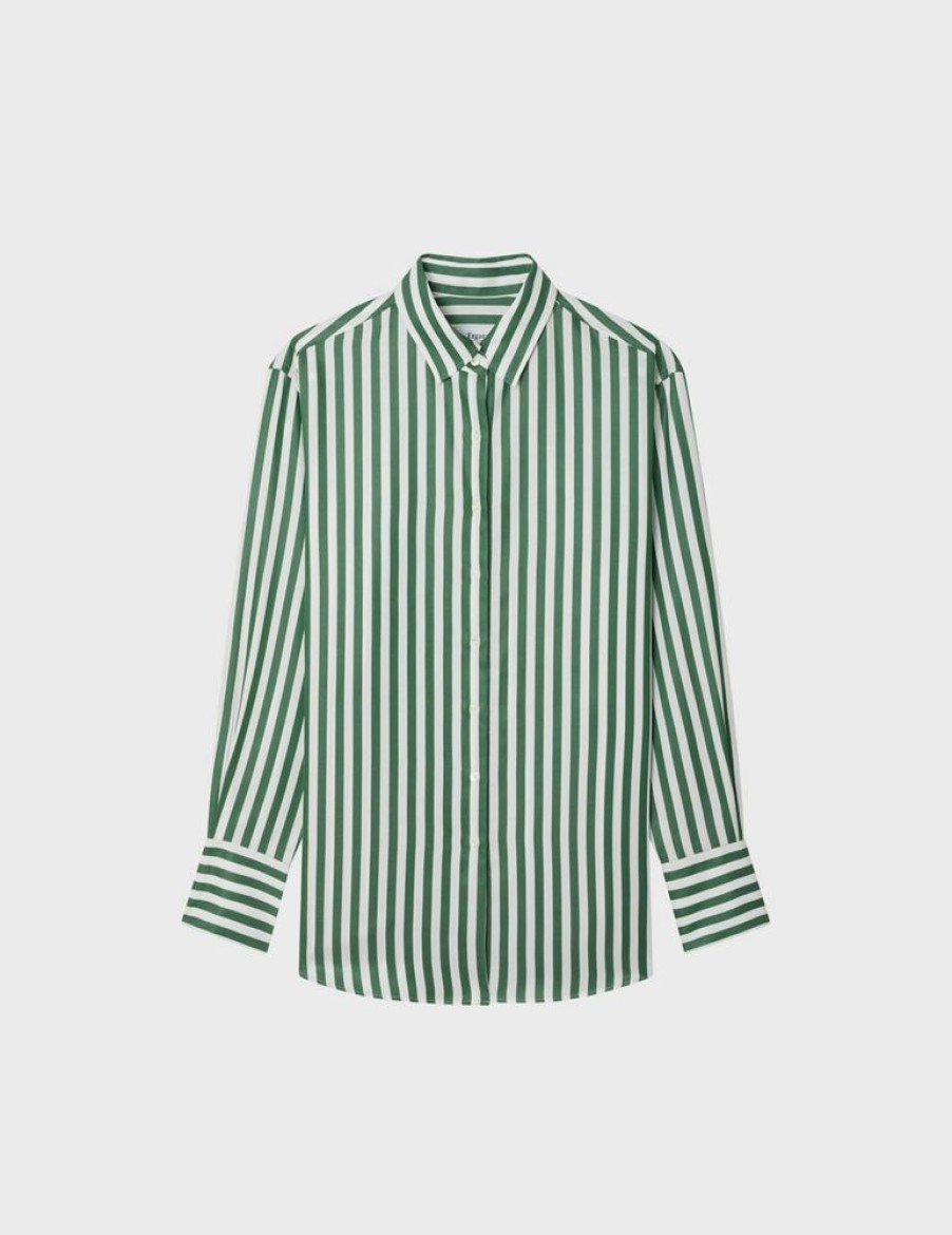 Femme figaret Chemises & Blouses | Chemise Oversize Mathilde Rayee E Vert