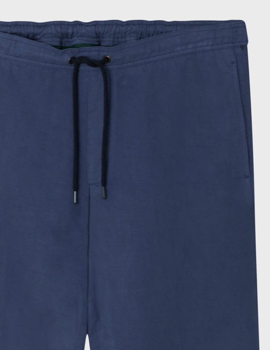 Homme figaret Pantalons | Pantalon Curtis Elastique En Coton Et Lin Bleu