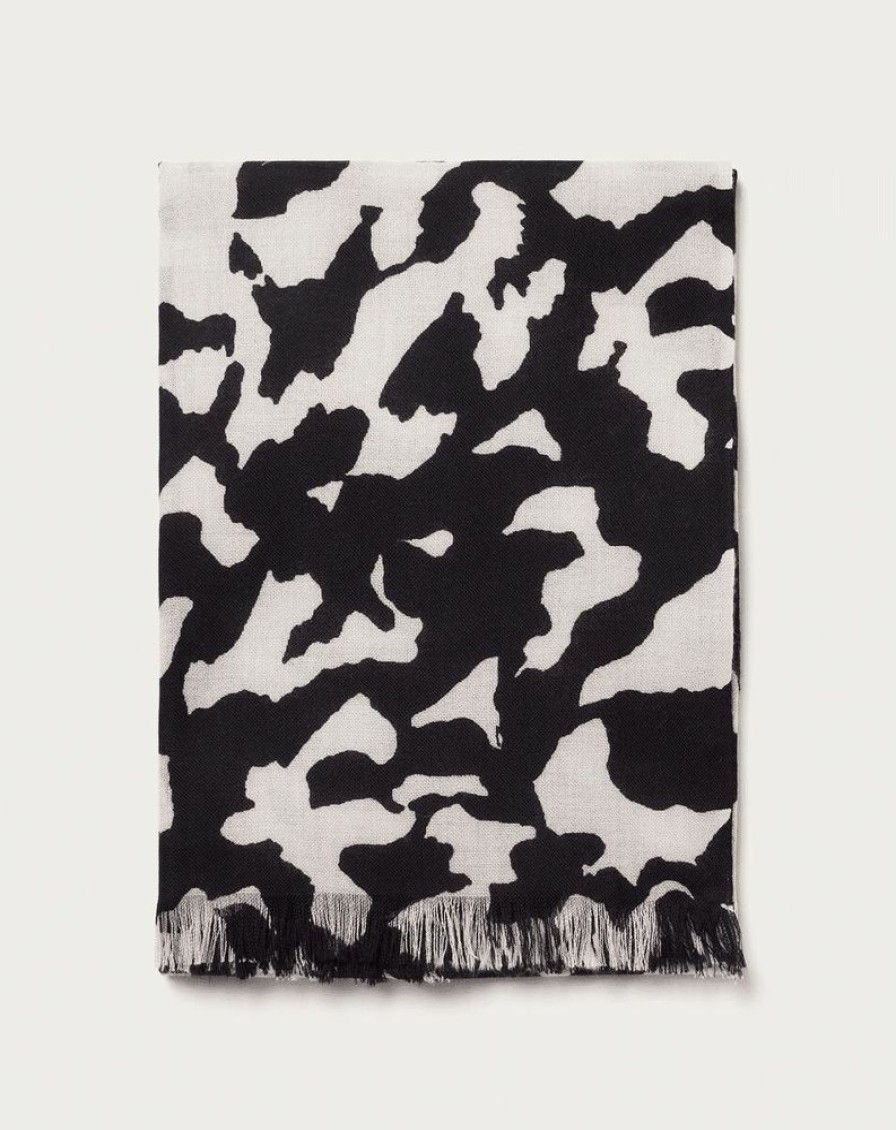 Femme eric bompard Echarpes & Foulards | Etole Imprime Camouflage 180 Cm X 85 Cm - Accessoires Noir