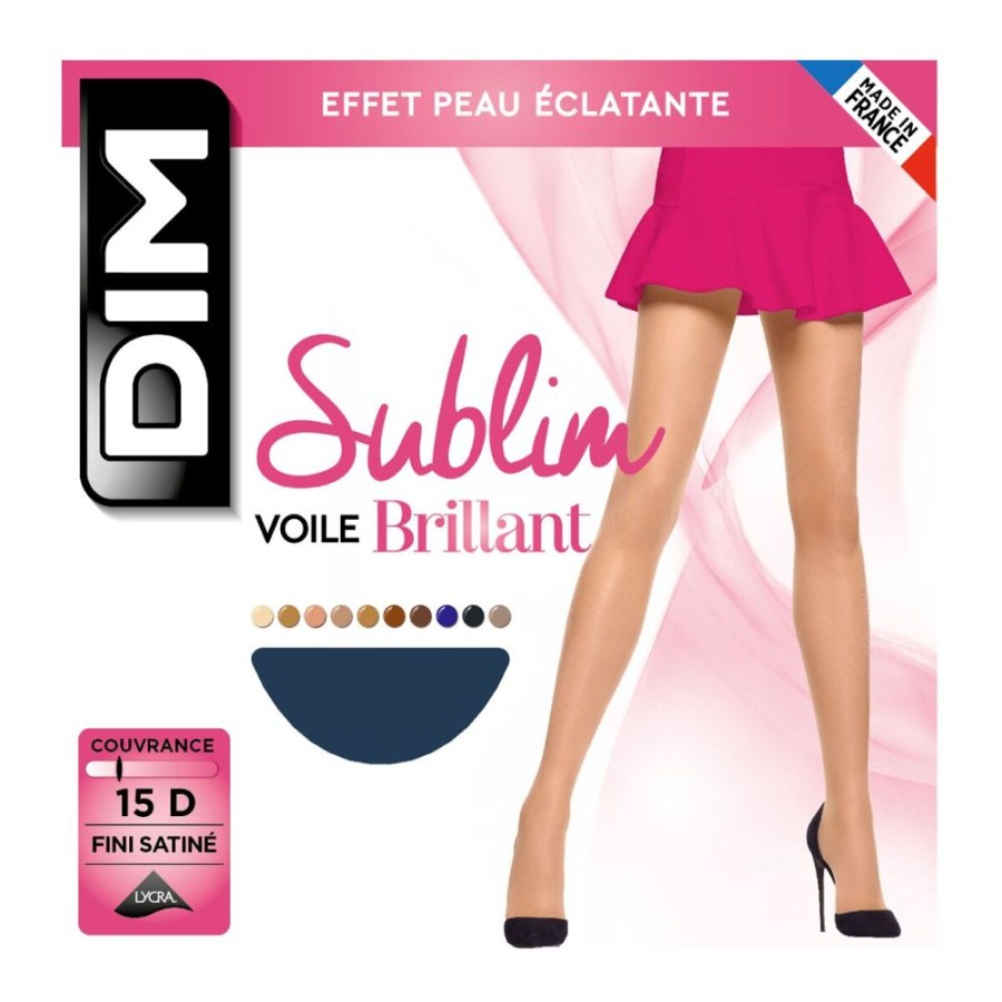 Femme dim Chaussettes & Collants | Collant Marine Sublim Voile Brillant 15D Collant Bleu