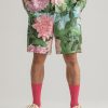 Homme gant outlet Pantalons | Dahlia Print Silk Shorts Rose