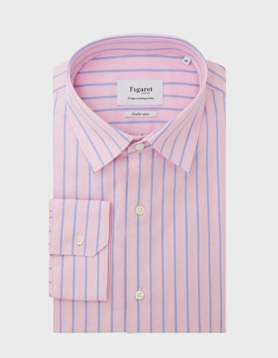 Homme figaret Chemises | Chemise Contemporaine Rayee Rose