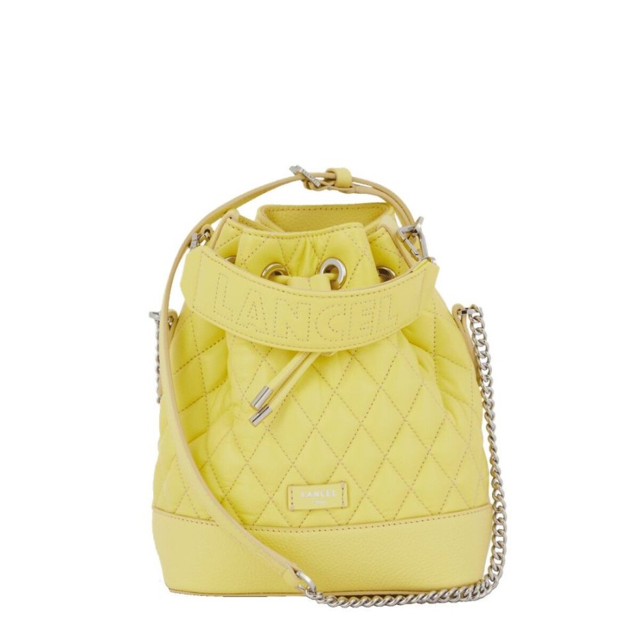 Femme lancel Sacs | Ninon Cuir Matelasse Diagonal - Sac Seau - Mimosa Jaune