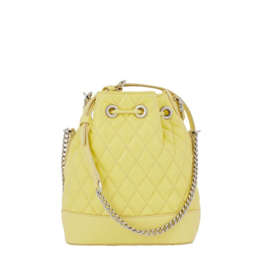 Femme lancel Sacs | Ninon Cuir Matelasse Diagonal - Sac Seau - Mimosa Jaune