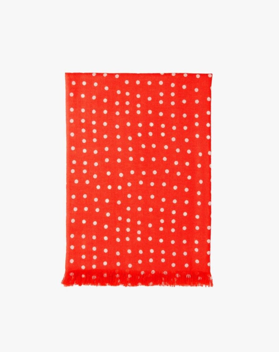 Femme eric bompard Echarpes & Foulards | Echarpe Imprime Pois 150Cm X 55Cm - Accessoires - Feu Rouge